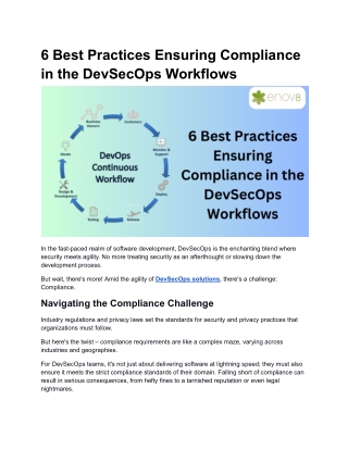 6 Best Practices Ensuring Compliance in the DevSecOps Workflows