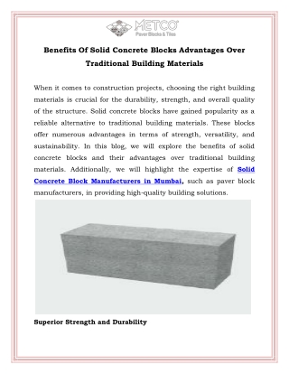 Benefits Of Solid Concrete Blocks Advantages Over Traditional Building Materials