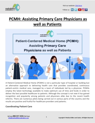 PCMH- Assisting Primary Care Physicians as well as Patients