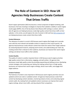 The Role of Content in SEO_ How UK Agencies Help Businesses Create Content That Drives Traffic