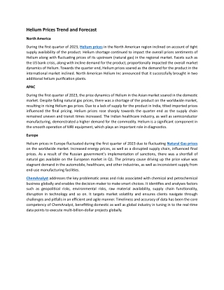 Helium Prices Trend and Forecast