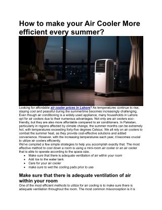 The Ways to Make Your Air Cooler More Efficient Every Summer