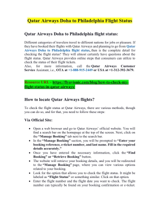 Qatar Airways Doha to Philadelphia Flight Status