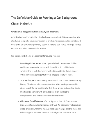 The Definitive Guide to Running a Car Background Check in the UK