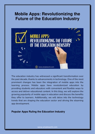 Mobile Apps: Revolutionizing the Future of the Education Industry