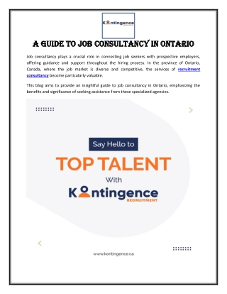 A Guide to Job Consultancy in Ontario