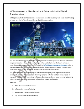 IoT Development In Manufacturing A Guide to Industrial Digital Transformation