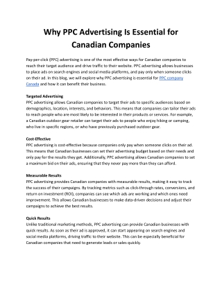 Why PPC Advertising Is Essential for Canadian Companies