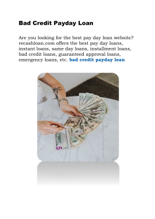 Bad Credit Payday Loan