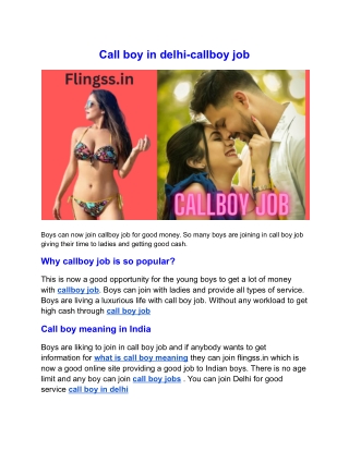 Call boy in delhi-callboy job