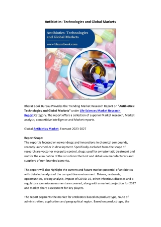 Antibiotics Technologies and Global Markets