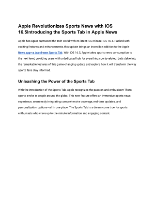 Apple Revolutionizes Sports News with iOS 16 (1)