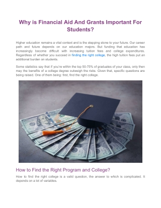 Why is Financial Aid And Grants Important For Students