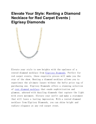 Renting a Diamond Necklace for Red Carpet Events | Elgrissy Diamonds