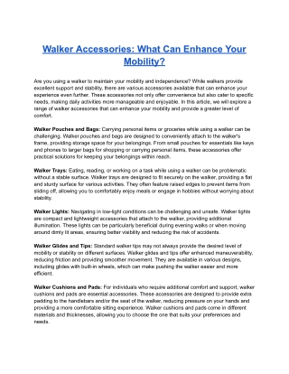 Walker Accessories: What Can Enhance Your Mobility?