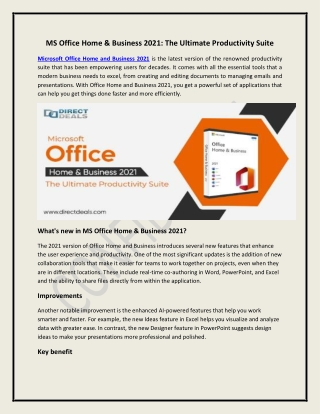 MS Office Home & Business 2021: The Ultimate Productivity Suite