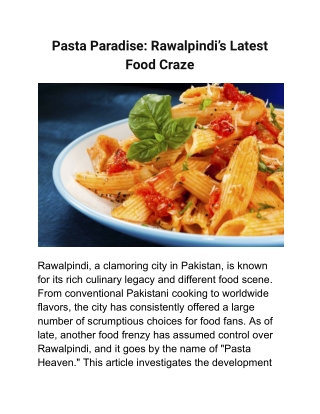 Pasta Paradise_ Rawalpindi’s Latest Food Craze