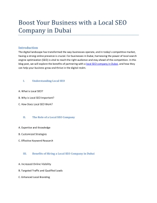 Boost Your Business with a Local SEO Company in Dubai