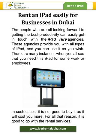 Rent an iPad easily for Businesses in Dubai