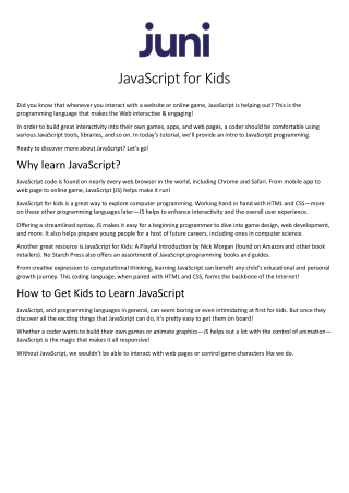 JavaScript Adventure: A Kid's Guide to Exploring Coding and Web Development