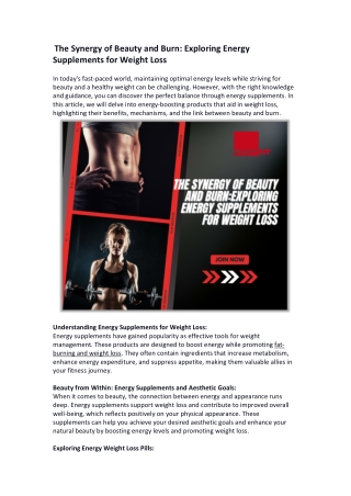  The Synergy of Beauty and Burn Exploring Energy Supplements for Weight Loss