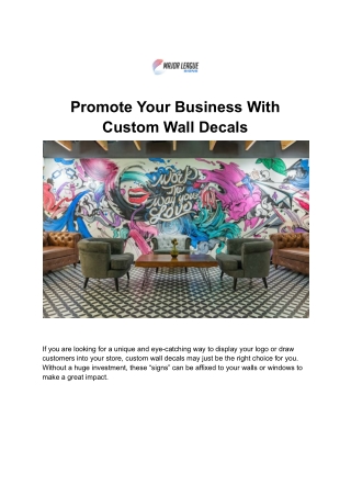 Promote Your Business With Custom Wall Decals