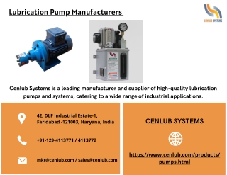 The Reliable Lubrication Pump Manufacturers