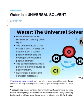 PPT - Water is a UNIVERSAL SOLVENT PowerPoint Presentation, free ...