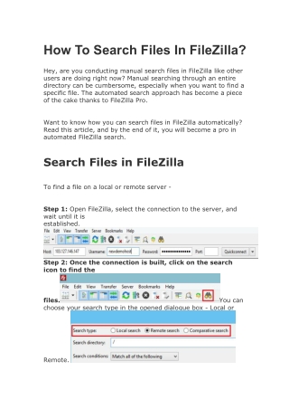 How To Search Files In FileZilla