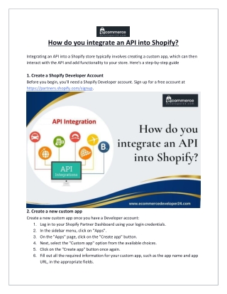 How do you integrate an API into Shopify