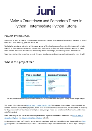 Creating a Countdown Timer with Python - A Fun Coding Project by Juni Learning