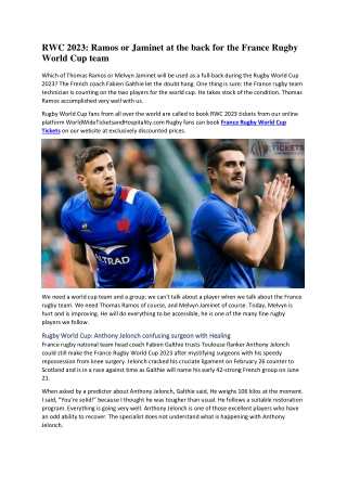 RWC 2023 Ramos or Jaminet at the back for the France Rugby World Cup team