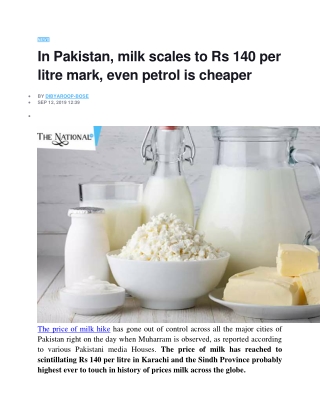In Pakistan milk scales to Rs 140 per litre mark even petrol is cheaper