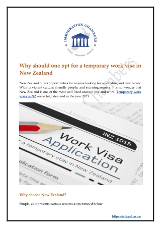 Why should one opt for a temporary work visa in New Zealand