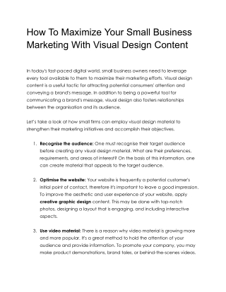 How To Maximize Your Small Business Marketing With Visual Design Content