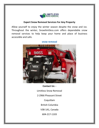 Expert Snow Removal Services For Any Property