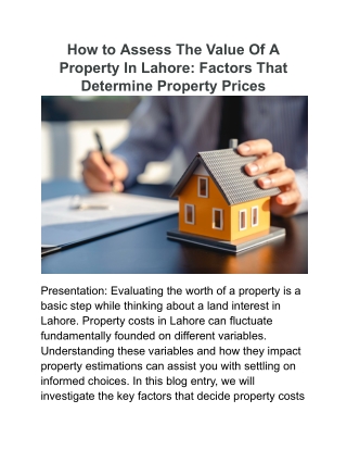 How to Assess The Value Of A Property In Lahore_ Factors That Determine Property Prices