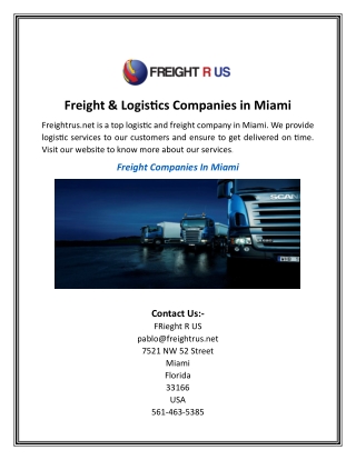 Freight & Logistics Companies in Miami