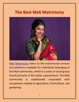 The Best Mali Matrimony