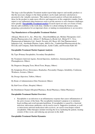 Encephalitis Treatment Market