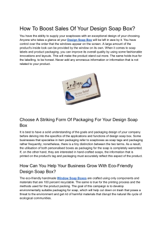 How To Boost Sales Of Your Design Soap Box