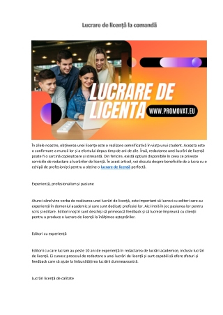 Lucrări De Licență La Comandă