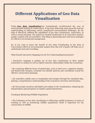 Different Applications of Geo Data Visualization