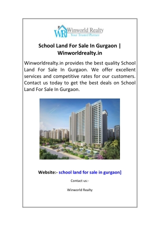 School Land For Sale In Gurgaon  Winworldrealty.in