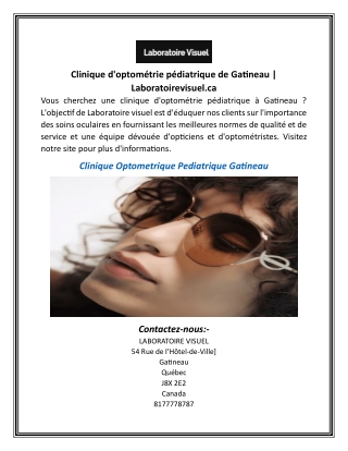 Clinique d'optométrie pédiatrique de Gatineau  Laboratoirevisuel.ca