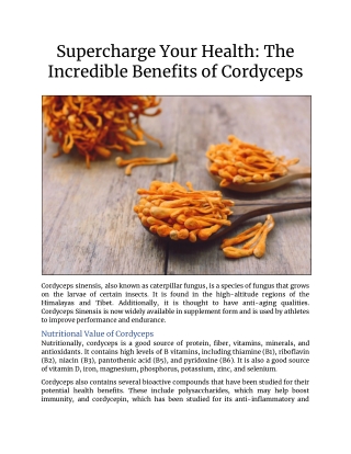 Supercharge Your Health: The Incredible Benefits of Cordyceps