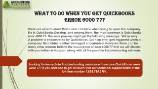 A complete guide about QuickBooks Error 6000 77