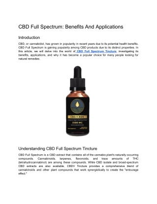 CBD Full Spectrum: Benefits And Applications