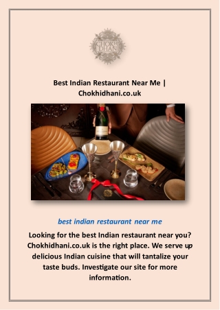 Best Indian Restaurant Near Me | Chokhidhani.co.uk