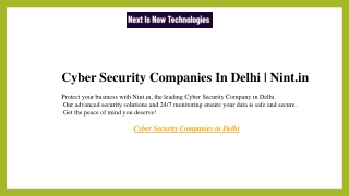 Cyber Security Companies In Delhi Nint.in